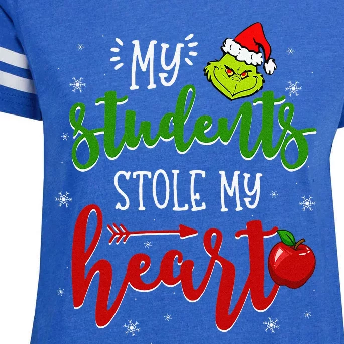 Christmas My Students Stole My Heart Teacher Xmas Pajama Enza Ladies Jersey Football T-Shirt