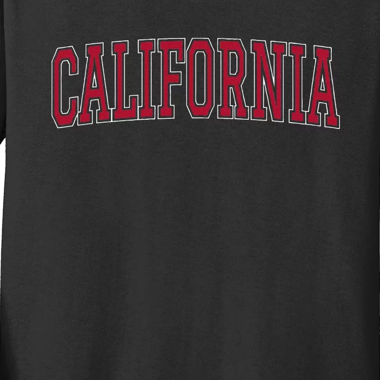 California Missouri Souvenir Varsity Style Red Text Kids Long Sleeve Shirt