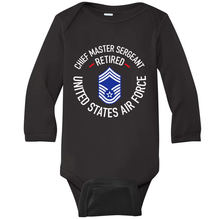 Chief Master Sergeant Retired Retirement Baby Long Sleeve Bodysuit