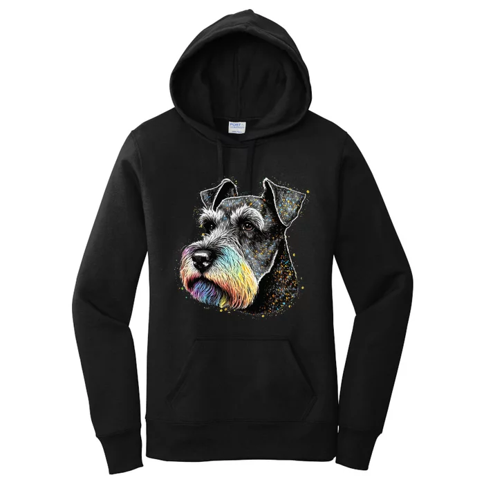 Cute Miniature Schnauzer Lover Colorful Art Dog Mom Dog Dad Women's Pullover Hoodie