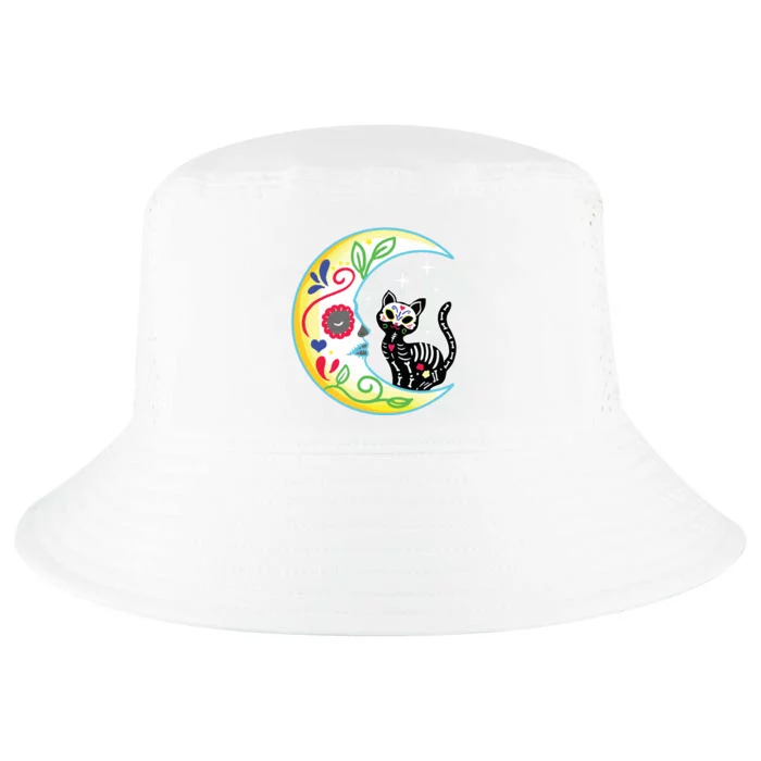 Cat Moon Sugar Skull Dia De Los Muertos Day Of The Dead Cool Comfort Performance Bucket Hat