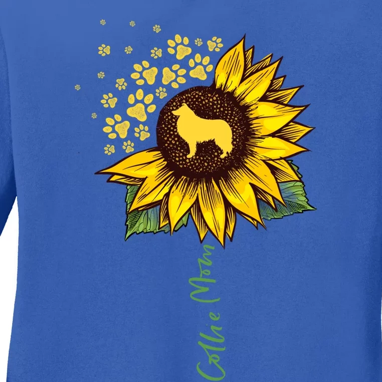 Collie Mom Sunflower Rough Collie Funny Gift Dog Mom Mama Gift Ladies Long Sleeve Shirt