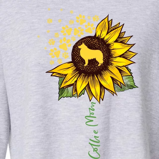 Collie Mom Sunflower Rough Collie Funny Gift Dog Mom Mama Gift Cropped Pullover Crew