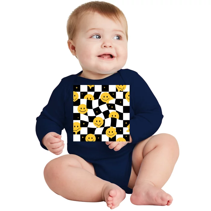 Crazy Melt Smile Faces Pattern Baby Long Sleeve Bodysuit