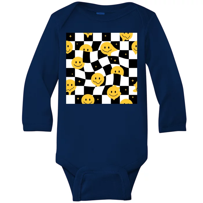 Crazy Melt Smile Faces Pattern Baby Long Sleeve Bodysuit