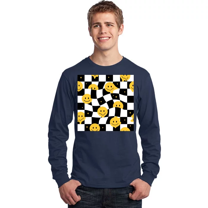 Crazy Melt Smile Faces Pattern Tall Long Sleeve T-Shirt