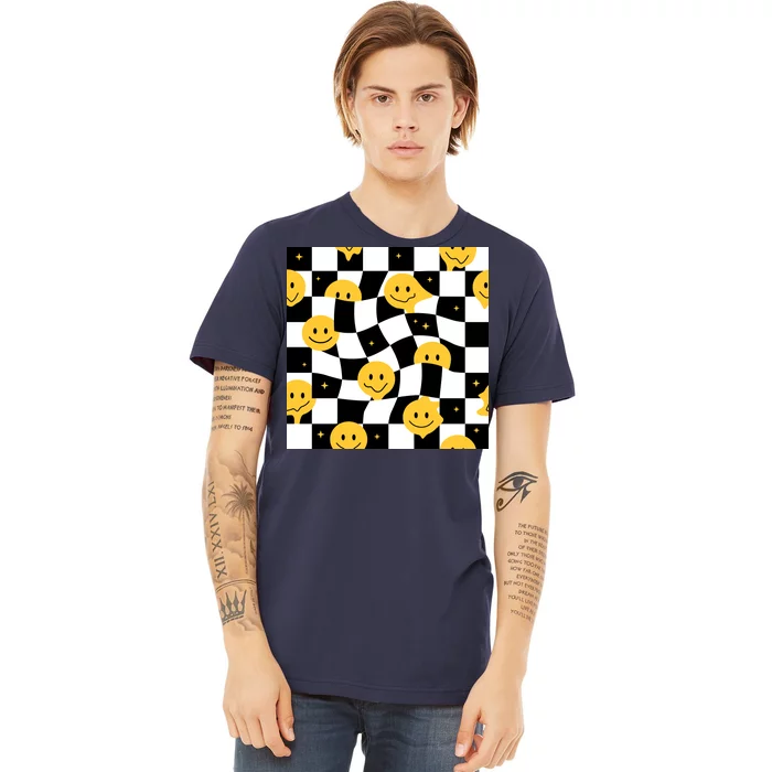 Crazy Melt Smile Faces Pattern Premium T-Shirt