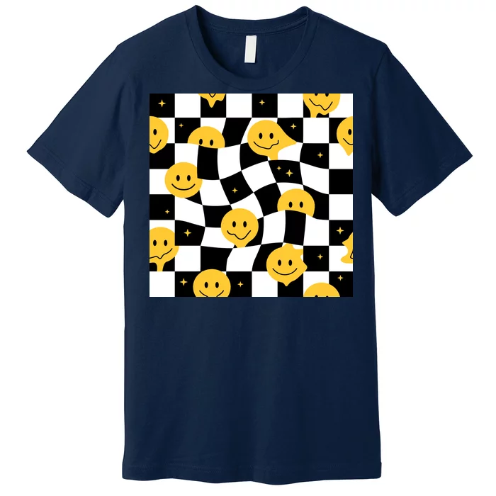 Crazy Melt Smile Faces Pattern Premium T-Shirt