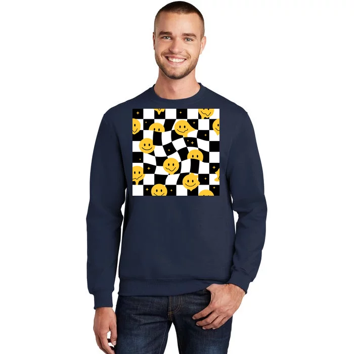 Crazy Melt Smile Faces Pattern Tall Sweatshirt