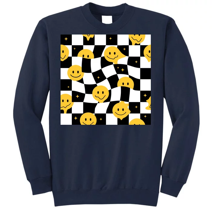 Crazy Melt Smile Faces Pattern Tall Sweatshirt