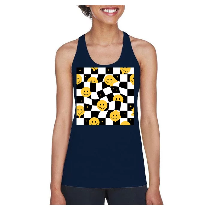 Crazy Melt Smile Faces Pattern Women's Racerback Tank