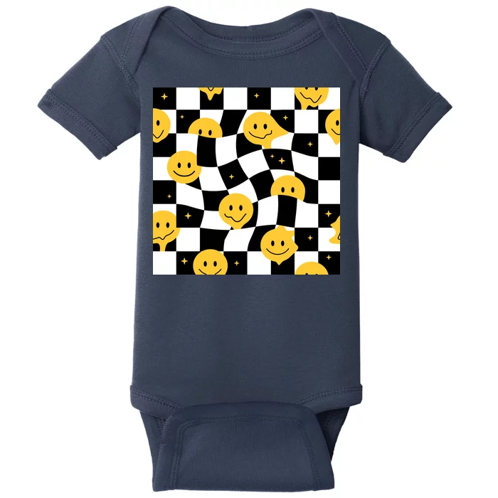 Crazy Melt Smile Faces Pattern Baby Bodysuit