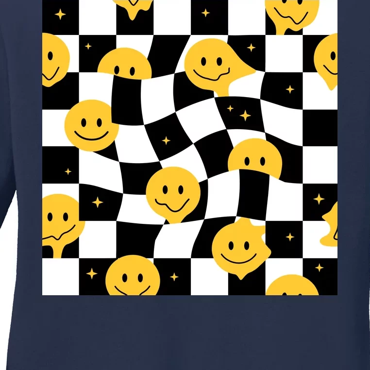 Crazy Melt Smile Faces Pattern Ladies Long Sleeve Shirt