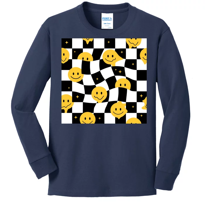 Crazy Melt Smile Faces Pattern Kids Long Sleeve Shirt