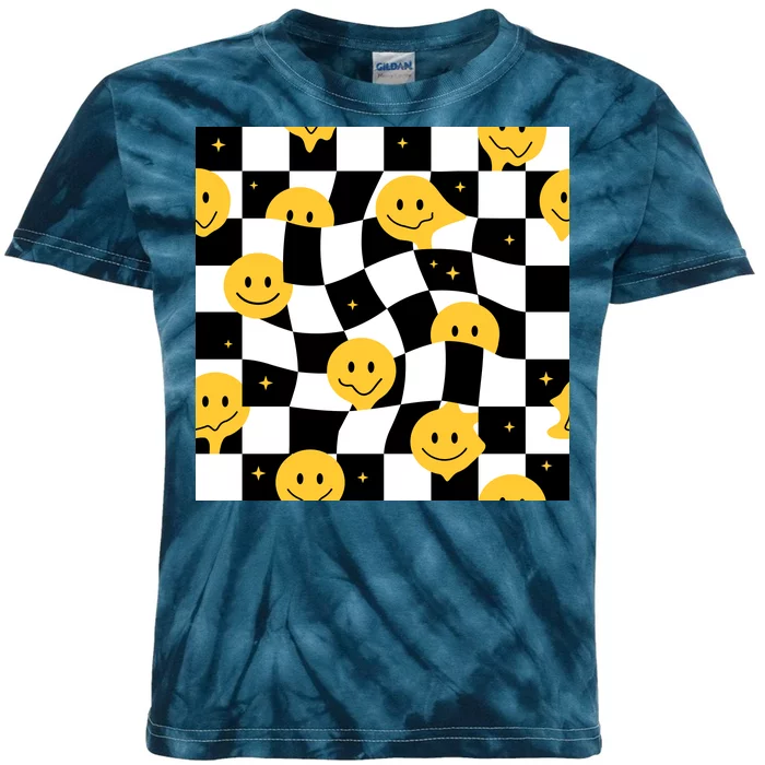 Crazy Melt Smile Faces Pattern Kids Tie-Dye T-Shirt