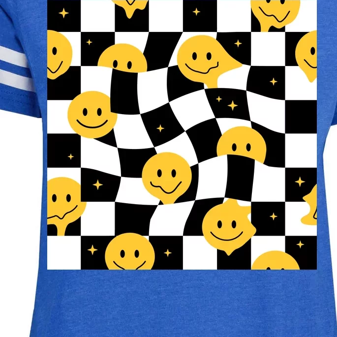 Crazy Melt Smile Faces Pattern Enza Ladies Jersey Football T-Shirt