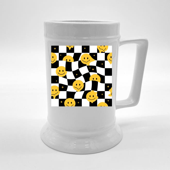 Crazy Melt Smile Faces Pattern Front & Back Beer Stein