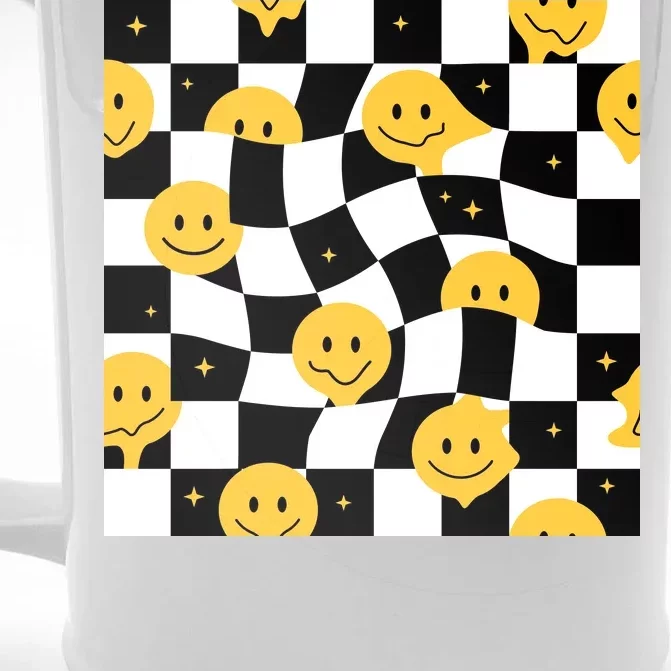 Crazy Melt Smile Faces Pattern Front & Back Beer Stein