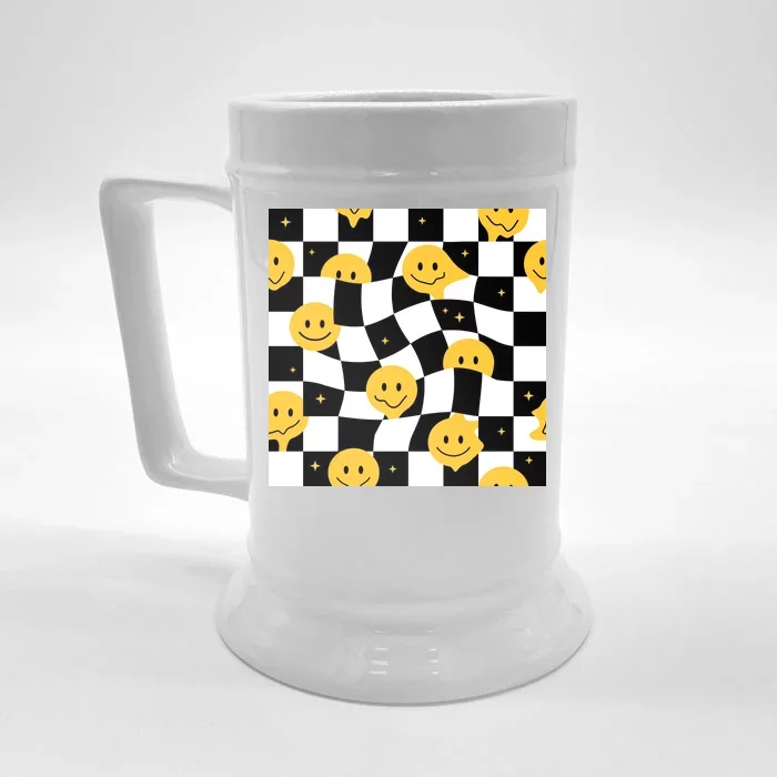 Crazy Melt Smile Faces Pattern Front & Back Beer Stein