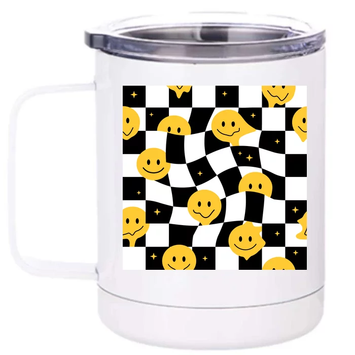 Crazy Melt Smile Faces Pattern Front & Back 12oz Stainless Steel Tumbler Cup