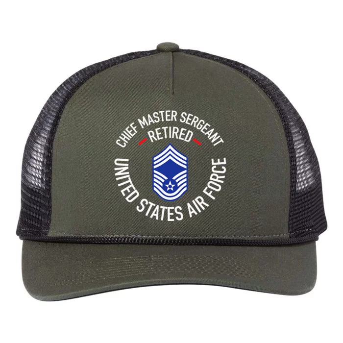 Chief Master Sergeant Retired Retirement Retro Rope Trucker Hat Cap