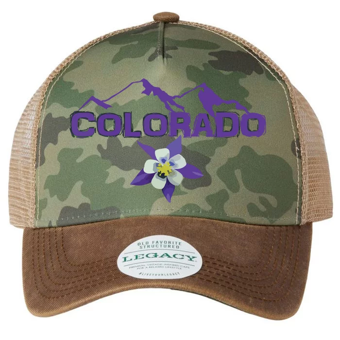 Colorado Mountain Silhouette Columbine State Flower Legacy Tie Dye Trucker Hat