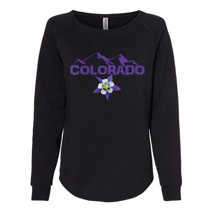 Colorado Mountain Silhouette Columbine State Flower Womens California Wash Sweatshirt