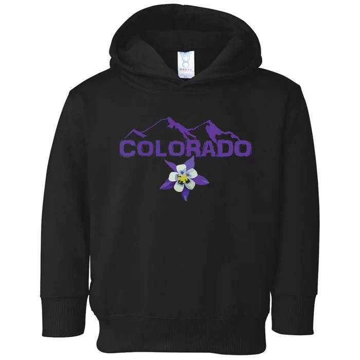 Colorado Mountain Silhouette Columbine State Flower Toddler Hoodie