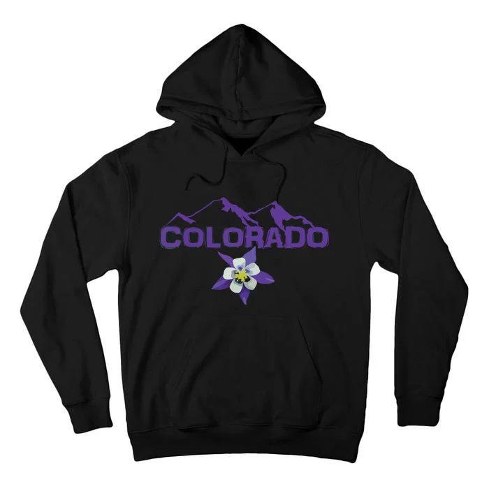 Colorado Mountain Silhouette Columbine State Flower Tall Hoodie