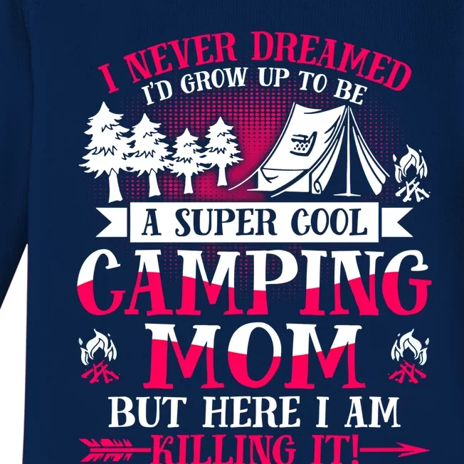 Camping Mom Supper Cool Mom Summer Holiday Great Gift Baby Long Sleeve Bodysuit