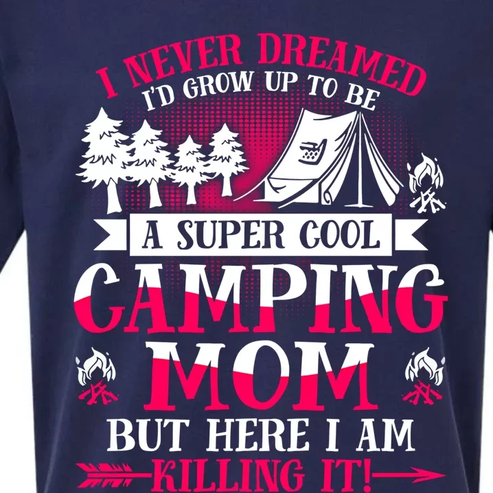 Camping Mom Supper Cool Mom Summer Holiday Great Gift Sueded Cloud Jersey T-Shirt