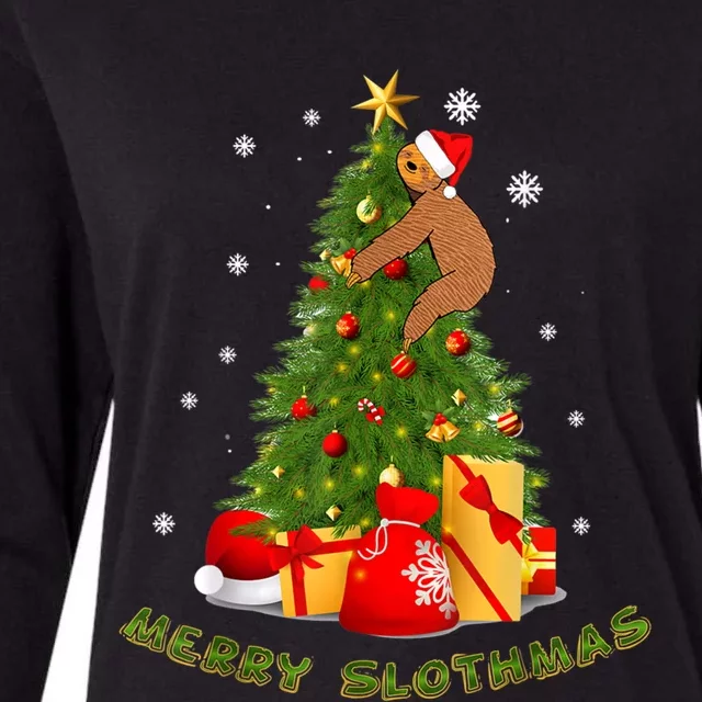 Christmas Merry Slothmas Sloth Lover Pajama Xmas Decoration Gift Womens Cotton Relaxed Long Sleeve T-Shirt