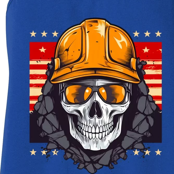 Coal Miner Skull Design 4th Of July Coal Miner Gift Women's Racerback Tank