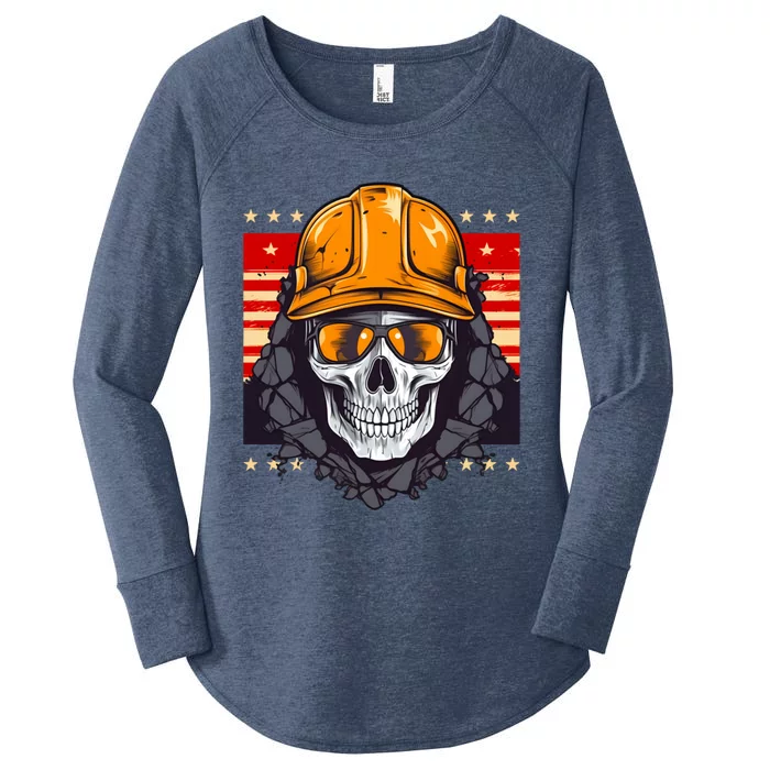 Coal Miner Skull Design 4th Of July Coal Miner Gift Women's Perfect Tri Tunic Long Sleeve Shirt