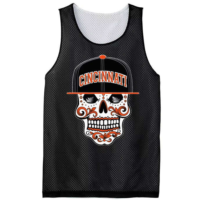 Cincinnati Mexican Sugar Skull Cincinnati City Ohio Mesh Reversible Basketball Jersey Tank