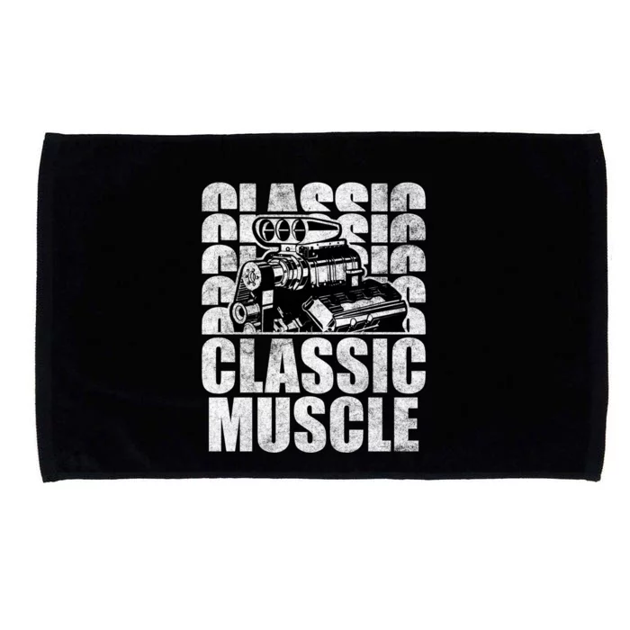 Classic Muscle Supercharged V8 Motor Mechanic Gift Microfiber Hand Towel