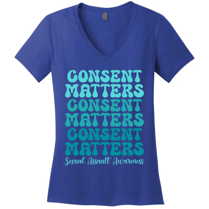 Consent Matters Sexual Assault Awareness Month Prevention Cute Gift Women's V-Neck T-Shirt