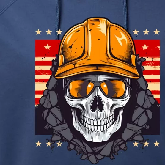 Coal Miner Skull Design 4th Of July Coal Miner Great Gift Performance Fleece Hoodie