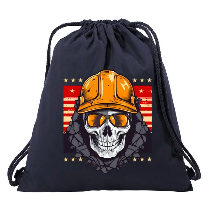 Coal Miner Skull Design 4th Of July Coal Miner Great Gift Drawstring Bag