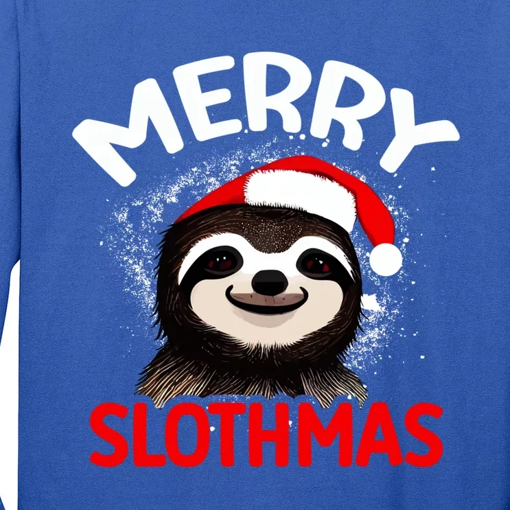 Cute Merry Slothmas Sloth Lover Christmas Pajamas Cool Gift Long Sleeve Shirt