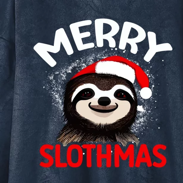 Cute Merry Slothmas Sloth Lover Christmas Pajamas Cool Gift Hooded Wearable Blanket