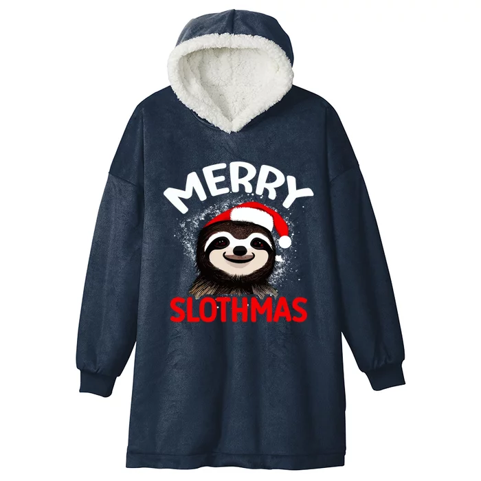 Cute Merry Slothmas Sloth Lover Christmas Pajamas Cool Gift Hooded Wearable Blanket