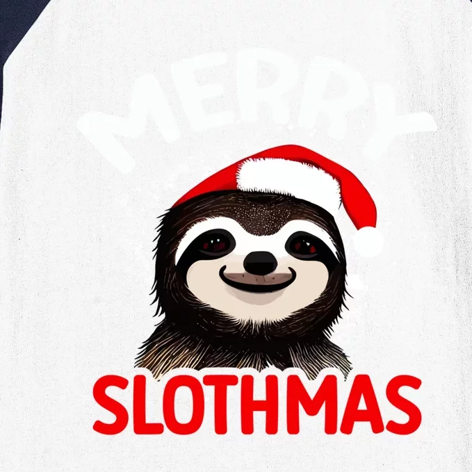 Cute Merry Slothmas Sloth Lover Christmas Pajamas Cool Gift Baseball Sleeve Shirt