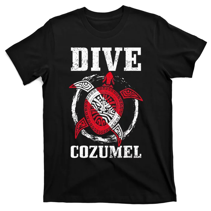 Cozumel Mexico Scuba Diving Flag Sea Turtle Scuba Diver Dive T-Shirt