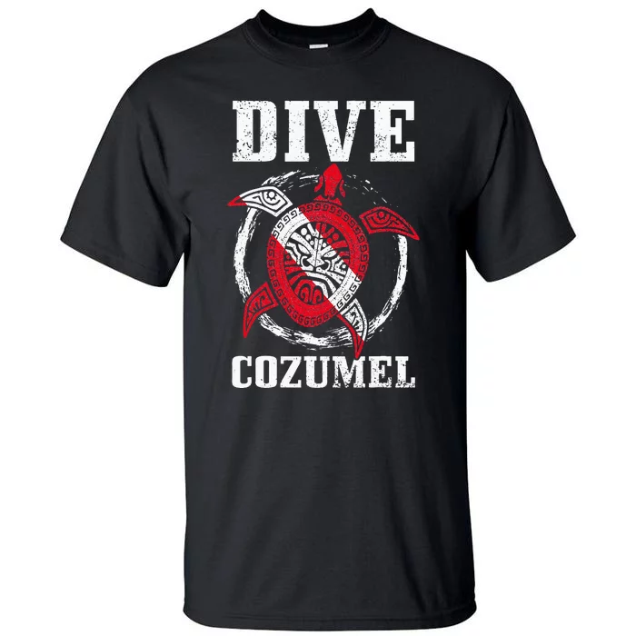 Cozumel Mexico Scuba Diving Flag Sea Turtle Scuba Diver Dive Tall T-Shirt