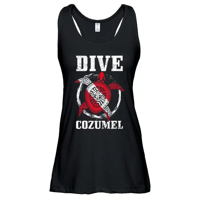 Cozumel Mexico Scuba Diving Flag Sea Turtle Scuba Diver Dive Ladies Essential Flowy Tank