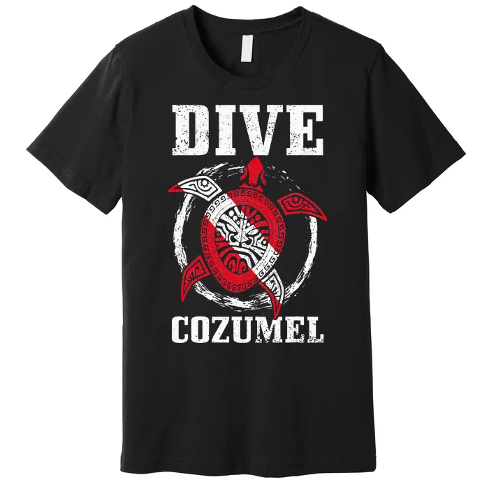 Cozumel Mexico Scuba Diving Flag Sea Turtle Scuba Diver Dive Premium T-Shirt