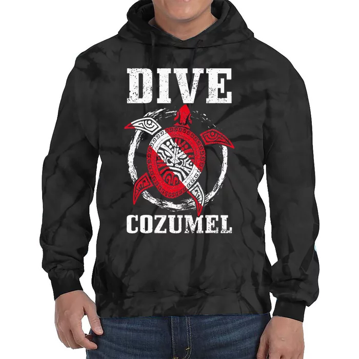 Cozumel Mexico Scuba Diving Flag Sea Turtle Scuba Diver Dive Tie Dye Hoodie