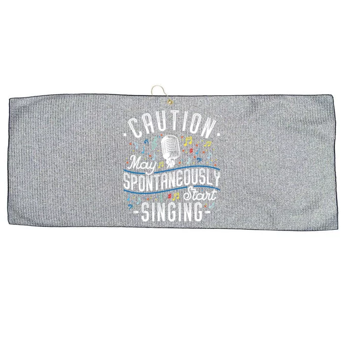 Caution May Spontaneously Start Singing Karaoke Singer Large Microfiber Waffle Golf Towel