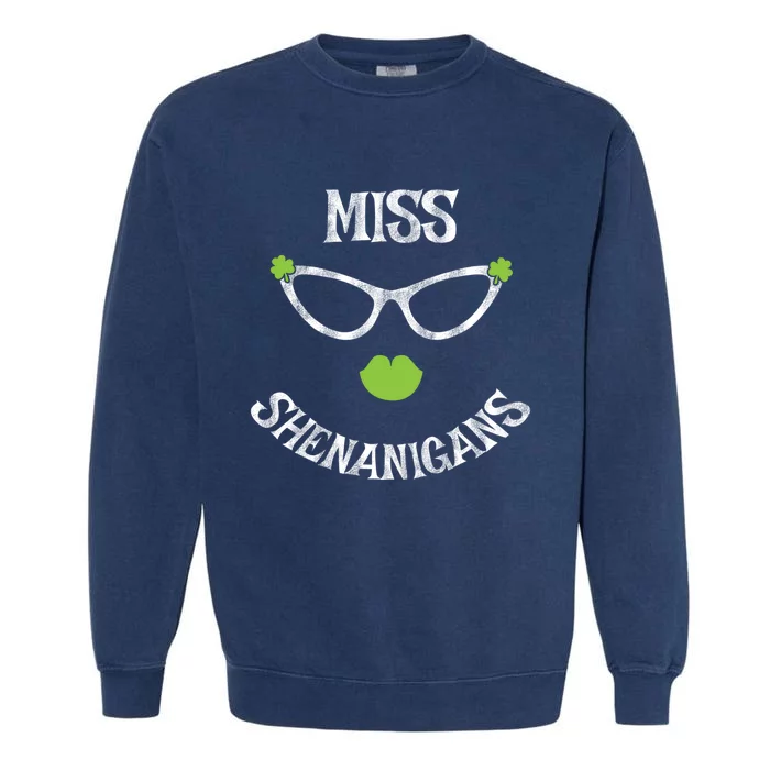 Cute Miss Shenanigans Funny St Patrick's Day Lucky Irish Gift Garment-Dyed Sweatshirt